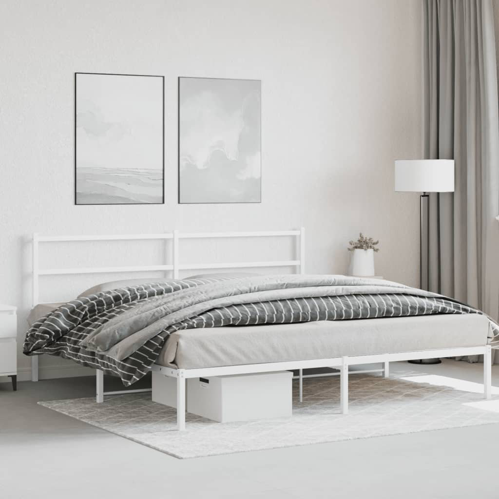 vidaXL Metal Bed White 193 x 203 cm